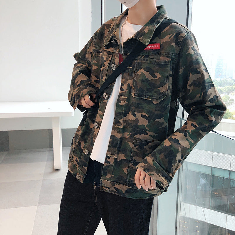 Mens Camouflage Denim Jacket