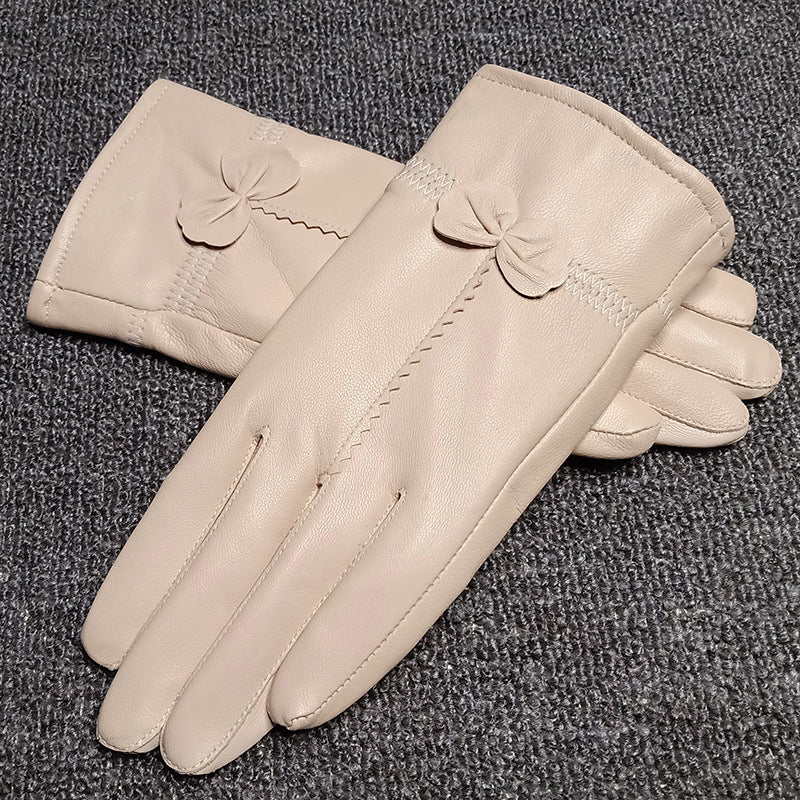 Women's Sheepskin Bow Driving Gloves (Multiple Colors)