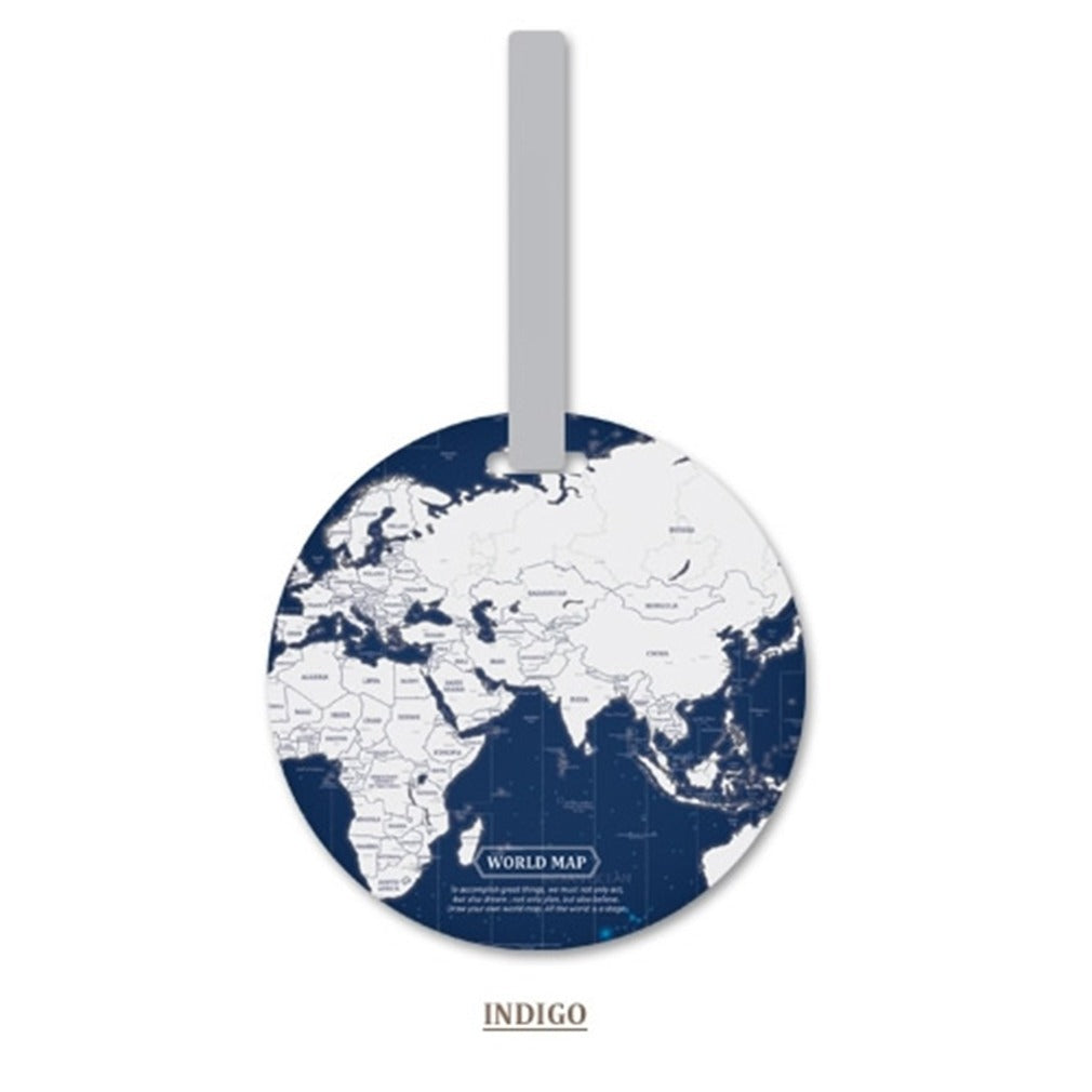 Circle World Map Luggage Tag (Multiple Colors)