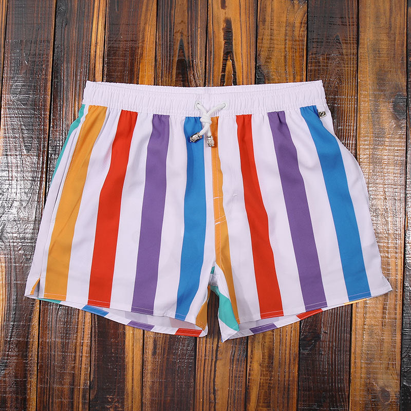 Men's Casual Striped Elastic Drawstring Waist w/Lining Swim Shorts (Multiple Colors/Patterns)