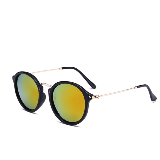 Metal Round Face Retro Driver Men And Women Sunglasses (Multiple Colors)