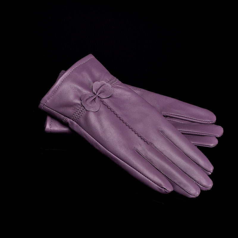 Women's Sheepskin Bow Driving Gloves (Multiple Colors)