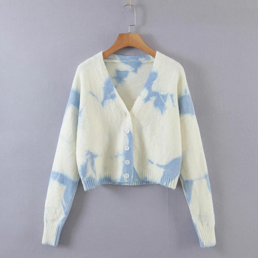 V-Neck Tie Dye Button Down Cardigan (Multiple Colors)